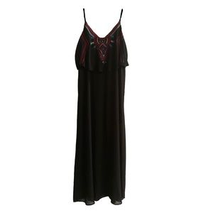 Embroidered Long Black Maxi Dress